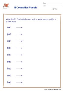 R Controlled Vowel Worksheets