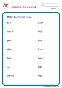 Rhyming Words Worksheets