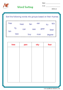 Rhyming Words Worksheets