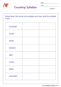 Syllables Worksheets