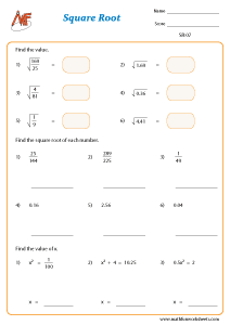 Square and Cube Root Worksheets Math Fun Worksheets